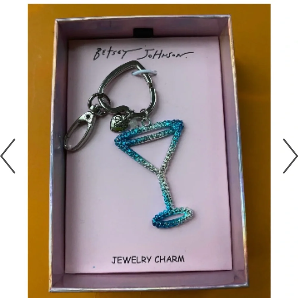 Betsey Johnson Blue & Silver Ombre open Frame Martini Bag Charm/Key Ring